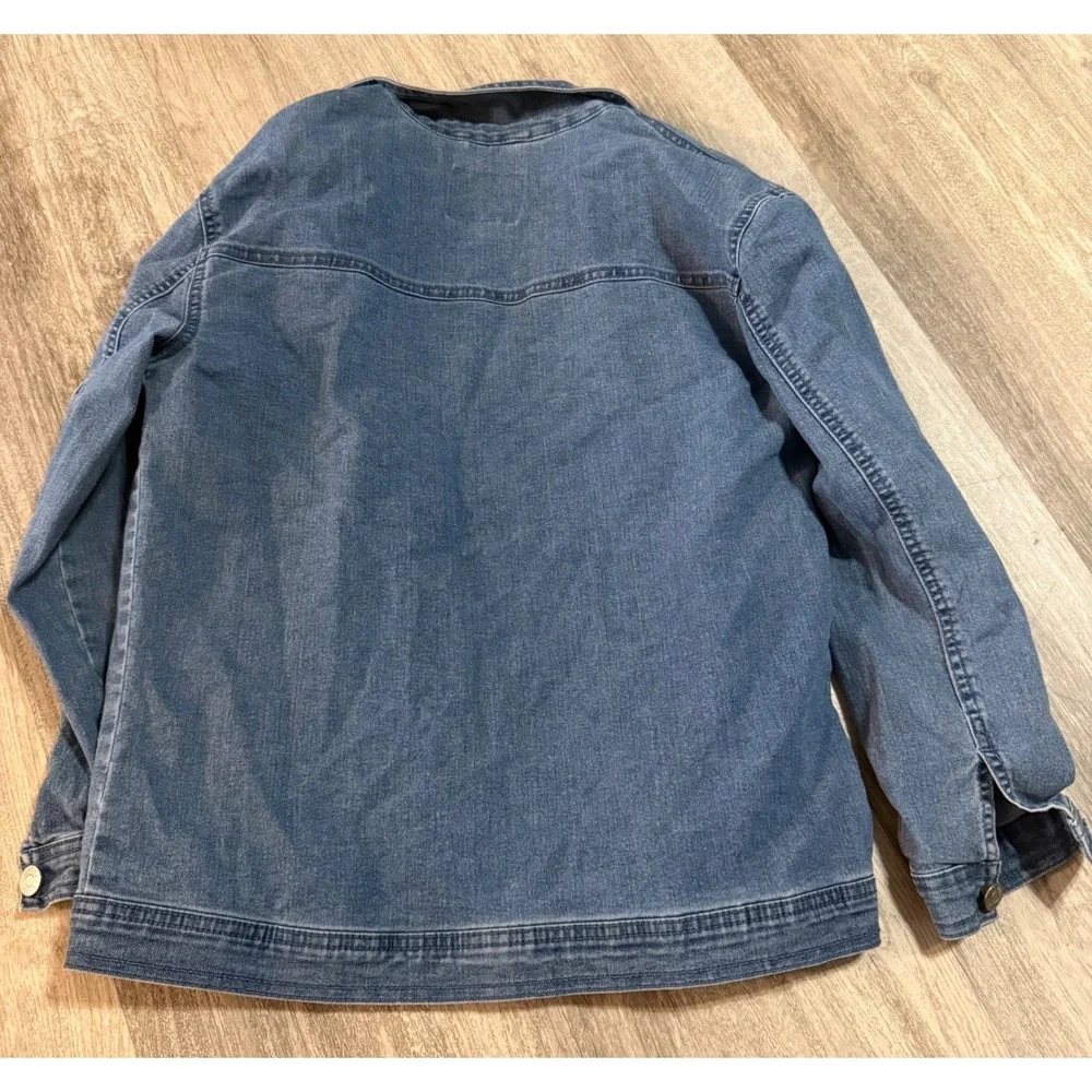Justice Girls Blue Denim Jacket Lace Crochet Distressed Size 14/16 L XL